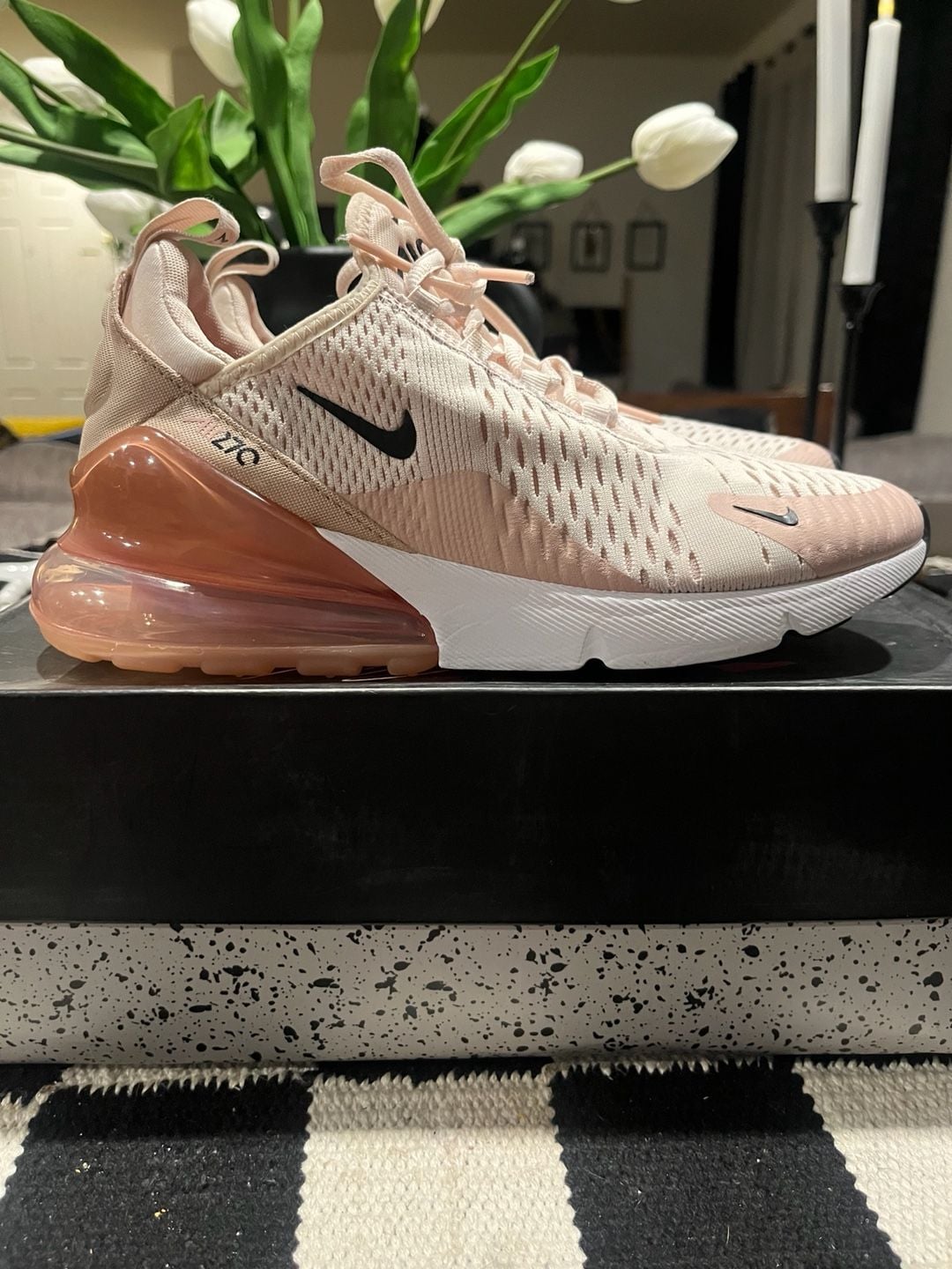 Nike Women's Air Max 270 Light Soft Pink/Black Sneakers Ah6789-604